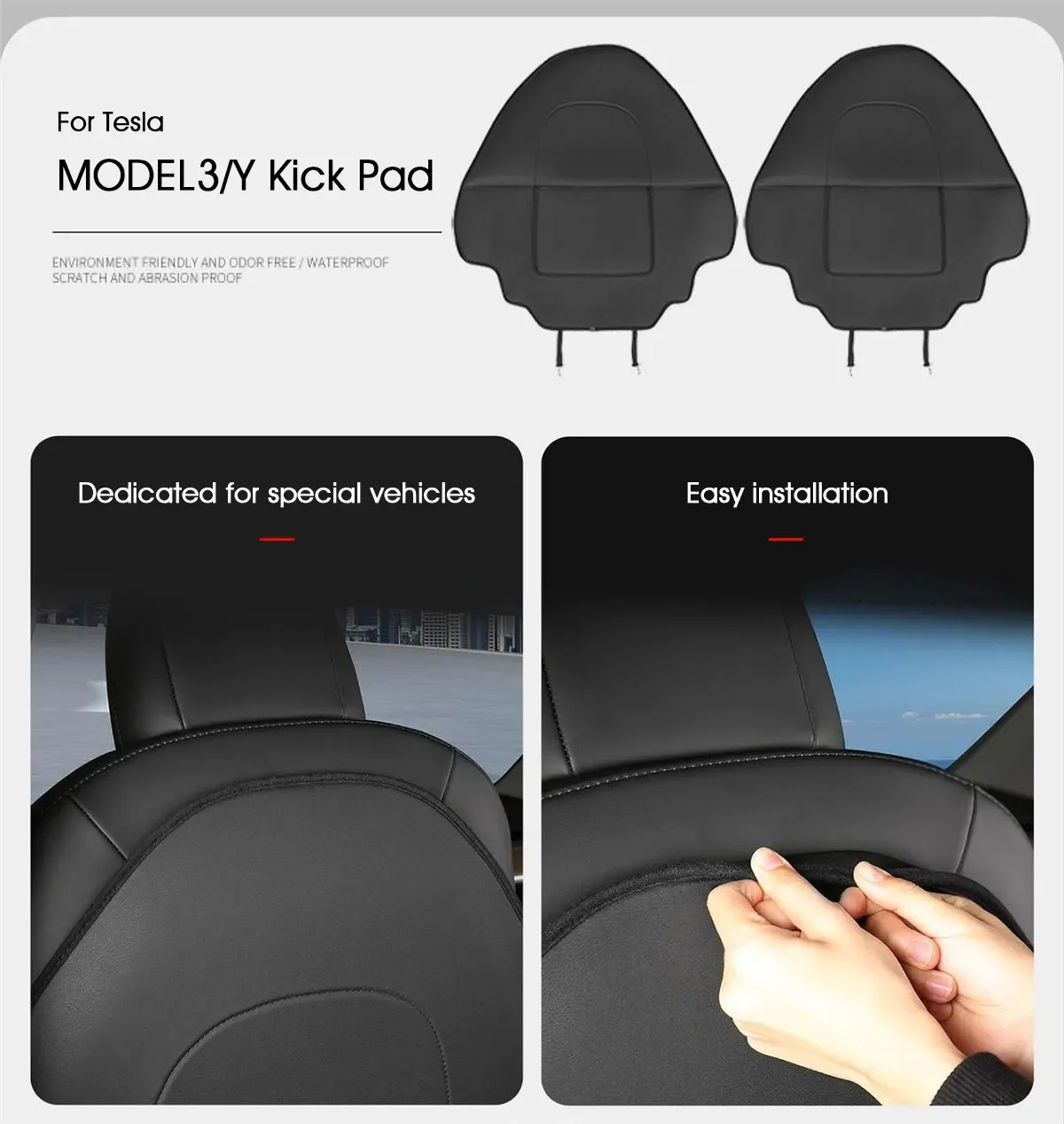 Car Seatback Protector for Tesla Model Y Model 3 Seat Back Protective Child Anti-Kick Mats Black Leather Interior Accessories image 4