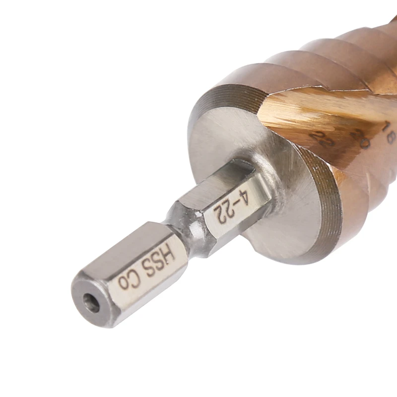 1PC M35 Punta da trapano al cobalto HSS-Co Cono 6.35mm Codolo esagonale Scanalatura a spirale Strumento per trapano in metallo Taglierina per fori 4-20/4-22/4-32/5-21/5-27mm