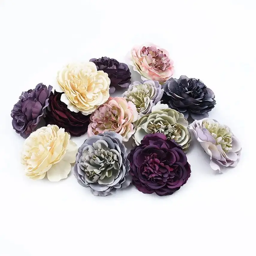 

50/100pcs ArtificialFlower Silk Peony Christmas Decor Home Festival Outdoor Garden Wedding Bridal Diy gift box hairpin Wholesale