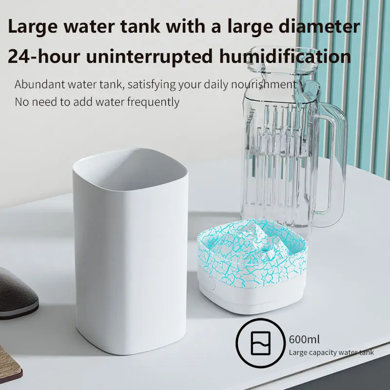 600 مللي مرطب صغير 600 مللي مرطب ضباب بارد بالموجات فوق الصوتية المحمولة مع ضوء ملون USB H2O المرطب للسيارة المنزلية