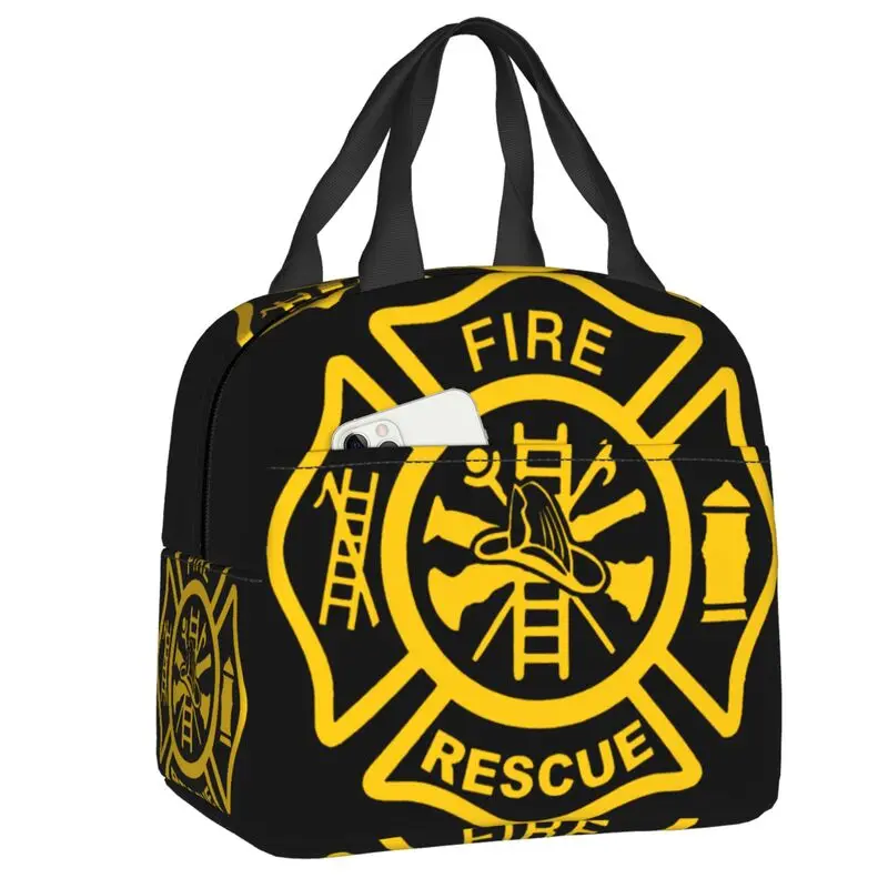 Firefighter Fire Rescue Insulated Lunch Bags for Camping Travel Resuable Cooler Thermal Lunch Box Women Kids