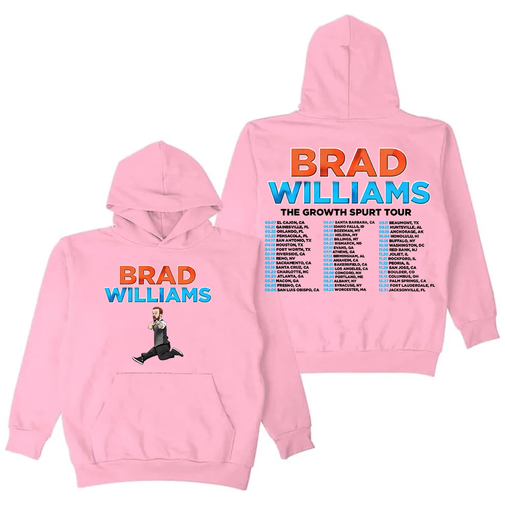 GF براد ويليامز The Growth Spurt Tour 2025 هوديي كم طويل ملابس الشارع الشهير النساء الرجال قمصان سويت شيرت بقلنسوة #5