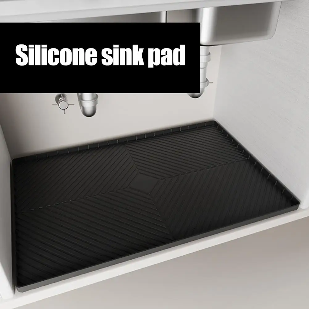 Oil-proof under Sink Mat Silicone Sink Mat Waterproof Drip Tray Cabinet Protector Organizer Multi-functional Kitchen Bathroom