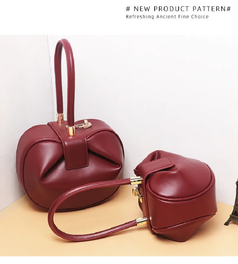 VIELINE New Fashion Women Wonton Bucket Bag  One-Handle Bag Small Round Handbag Underarm Bag