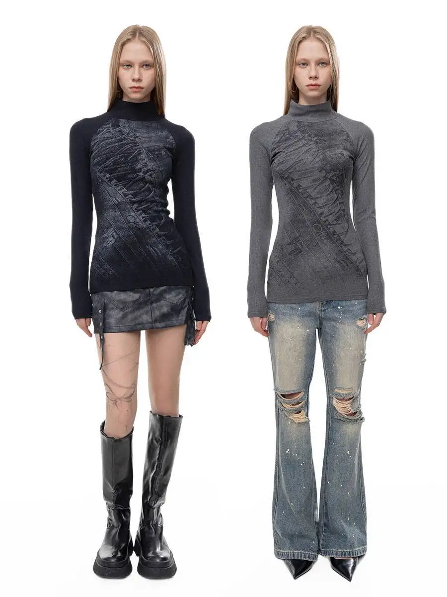 المرأة قاعدة طبقة طويلة الأكمام تي شيرت شبكة صيد السمك كم المحاصيل الأعلى القوطية الجوف خارج أسود مثير سليم الرقص تي شيرت للنساء