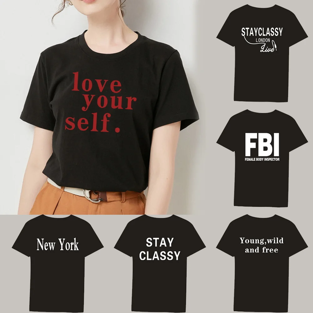 Summer Women's T-shirt Walls Women's Cool Cartoon Short Sleeve Tops High Quality Black T Shirt O-neck Tee Shirt Clothing