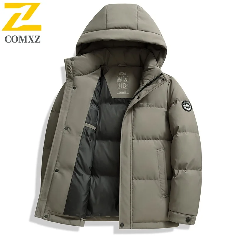 COMXZ Men Down Jacket New Outdoor Climbing Cold Protection Warm Lightweight Coat Fashion Hiking Camping Windproof Winter Garment