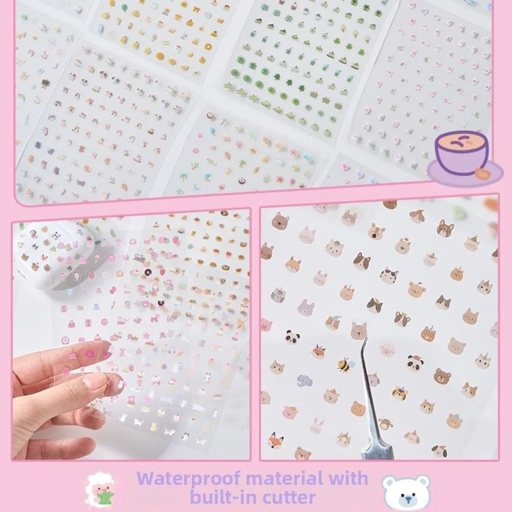 Cute Mini Nail Sticker Book Soft Embossed Diary Stickers Cartoon Self Adhesive Cup Stickers Children view 4