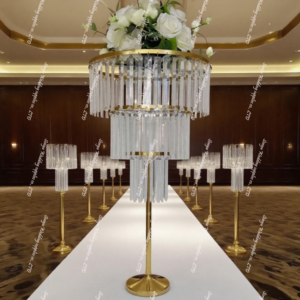 5pcs/10pcs)sliver gold)f40 Wedding decor table flower appliance ornaments acrylic crystal road lamp hotel wedding stage sign in