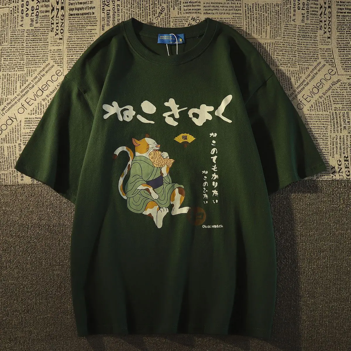 女性のためのヴィンテージカワイイキャットプリントTシャツ,ファッショナブルなユニセックスTシャツ,ルーズでカジュアルなヒップホップスタイル,半袖トップスy2k