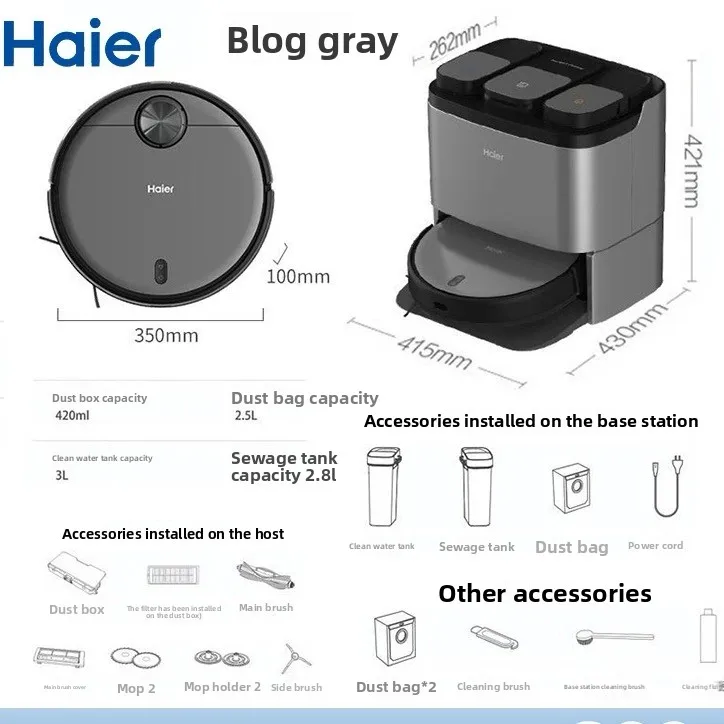 Haier Auto Dry Sterilize Robot Vacuum Mop Cleaner All in One JH69U1 Original