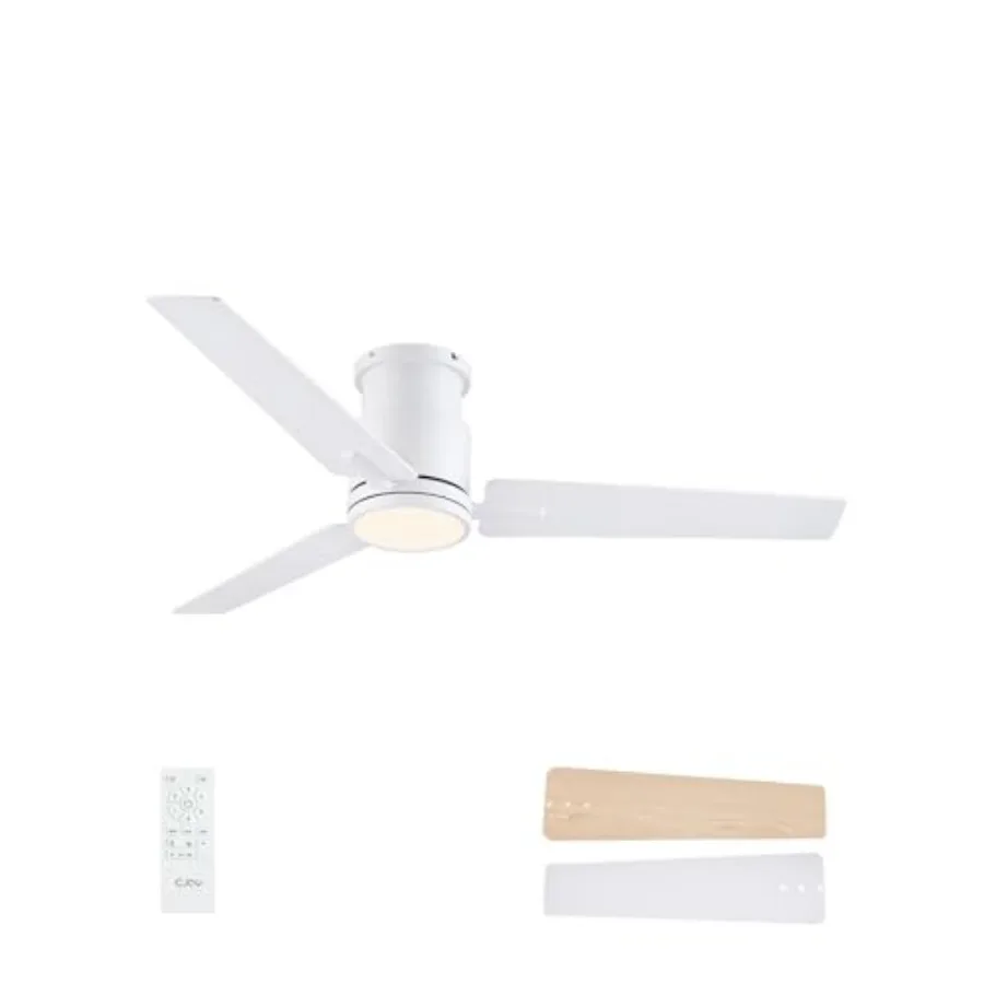 Ceiling Fans with Lights, ch Low Profile Ceilg Fans with Light and Remote, Reversible DC, Flush Mount, 3CCT Dimmable, Modern In