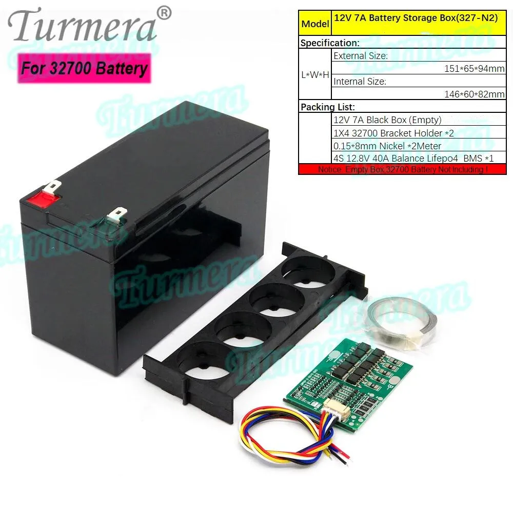 Turmera 12V 7A Lifepo4 Battery Box z uchwytem 4S 40A Balance BMS 1X4 32650 32700 Wymień akumulator kwasowo-ołowiowy (tylko puste pudełko)