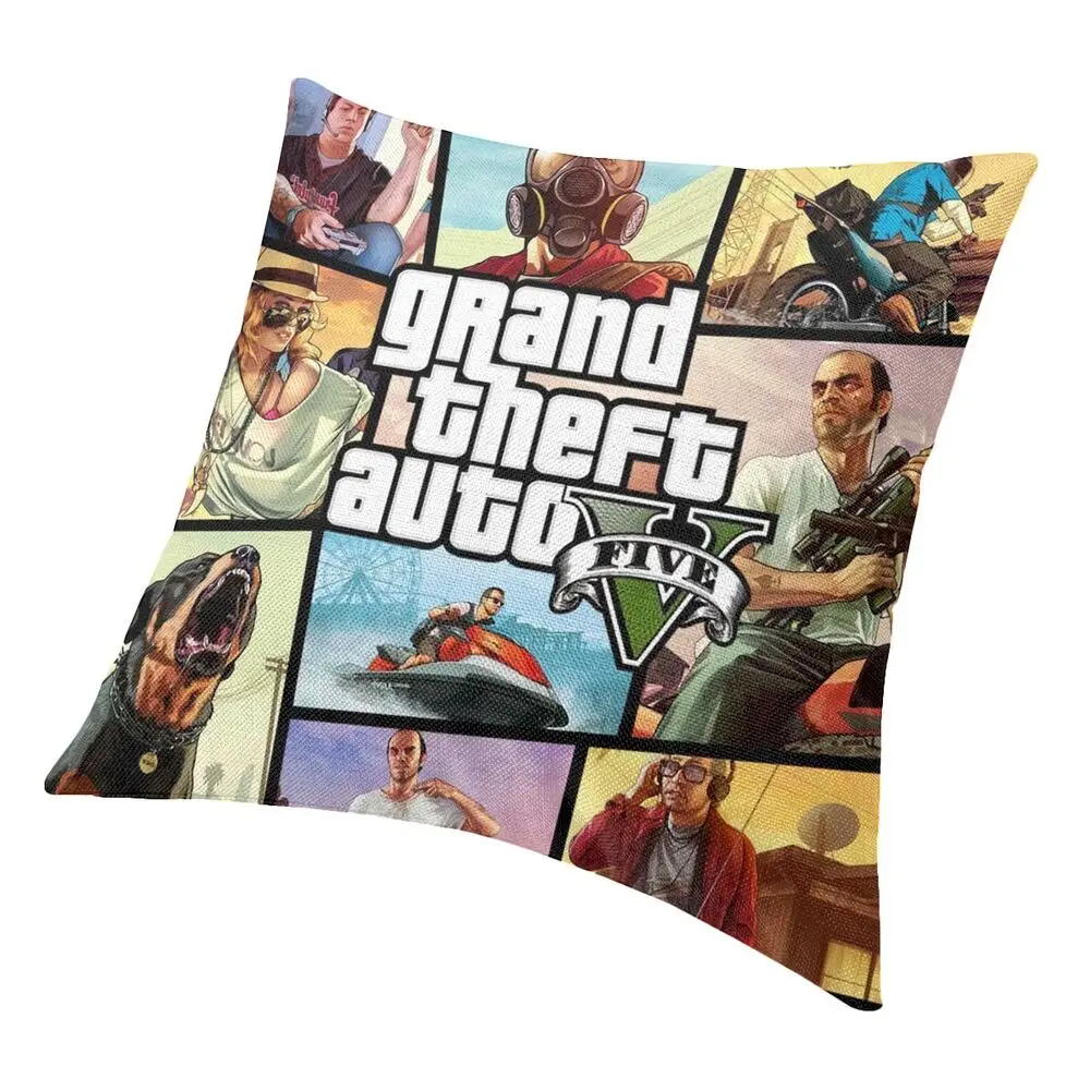 Gta5 Vice City Grand Theft Auto Throw Pillow Case Sofa Adventure Game Cushion Cover Pillowcase Peach Skin Double-sided Printing