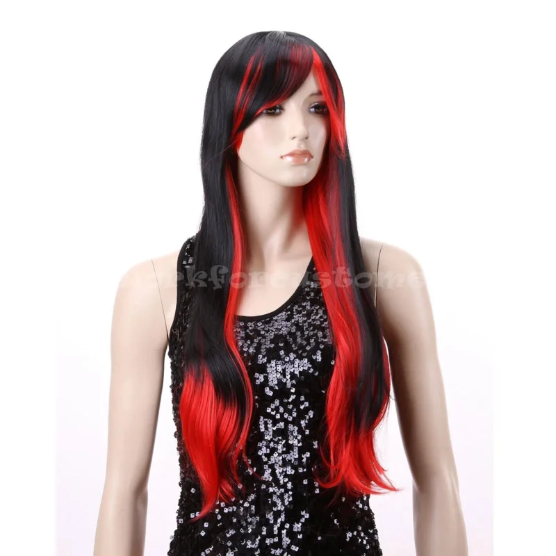 Women Ultra Sexy Scene Wig Bla Mixed Wine Red Blonde Rainbow Emo Hair Long Wig