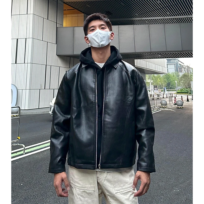 

Мужская кожаная куртка-жилет Bla для весны и осени, в уличном стиле, для мотоциклистов, с эффектом высокой плотности, молодежная, для отдыха, короткая куртка