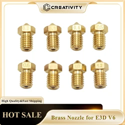 Creativity E3d V6 brass Nozzle 3D printers hotend nozzle 0.2 0.4 0.6 0.8 1mm for Extruder V5 V6 i3 Mega Chiron Kobra