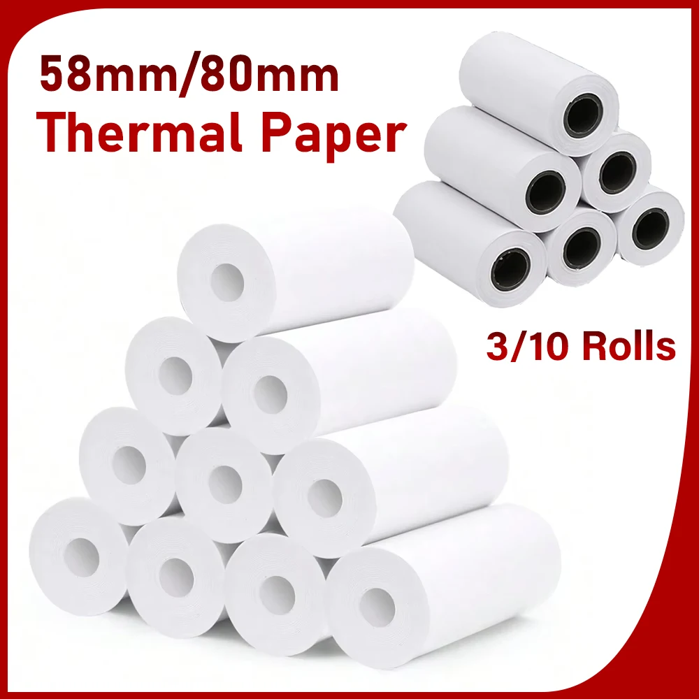 Papeles térmicos de 80mm/58mm para Mini impresora térmica de recibos, almohadilla, impresora POS, rollos de papel de 2 pulgadas para impresión de billetes de negocios