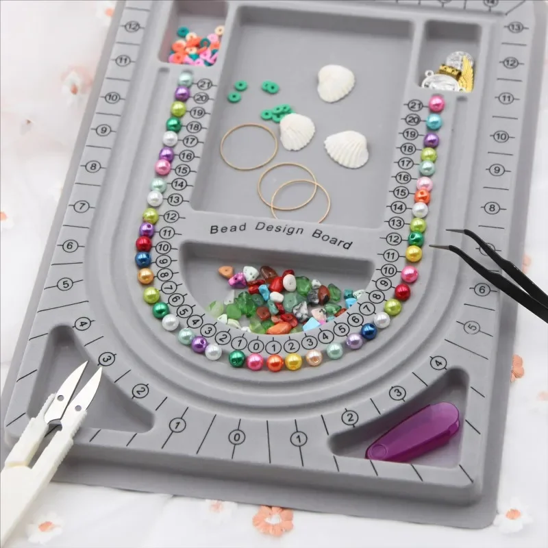 DIY Flocked Bead Board Organizer Tray For DIY Jewelry Making Bracelet Necklace Beading Design Craft Measuring Tool Accessories