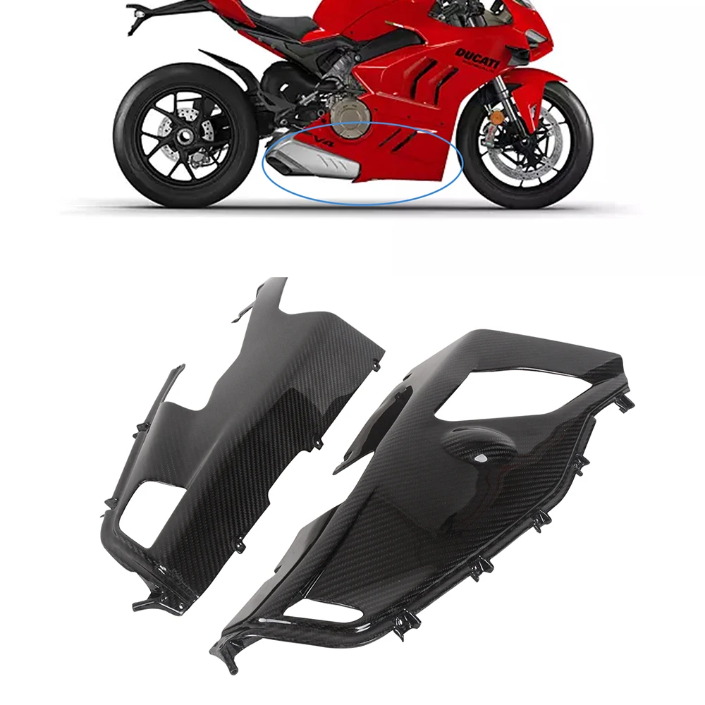 MOTO4U Carbon Fiber Belly Pan Engine Spoiler Lower Fairing Panel Protector Kits Motorcycle Parts For Ducati Panigale V4 2023