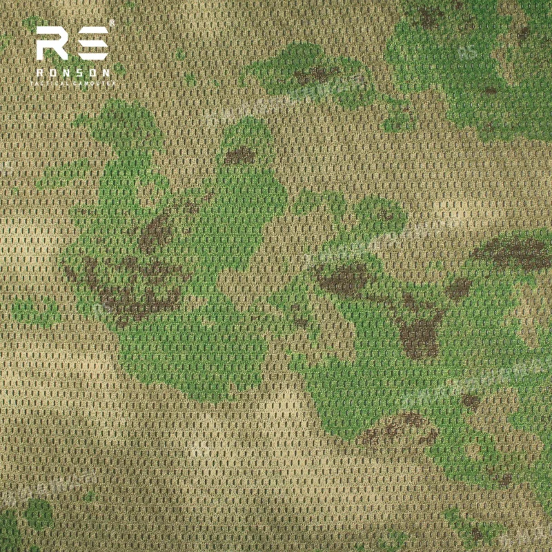 A-TACS-FG Camouflage Mesh Fabric 120gsm Light Weight Both Sides Printed 100% Polyester Anti-Static for Tactical Outdoor Use