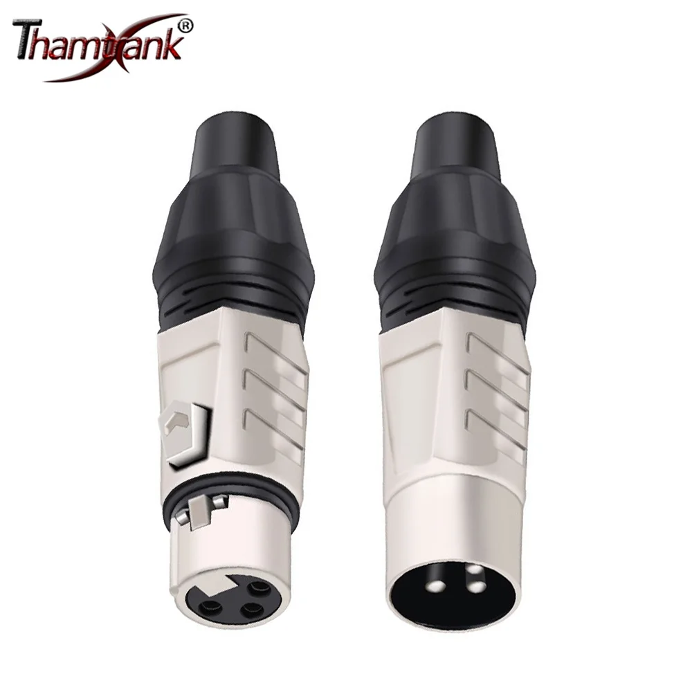 50pcs Zinc Alloy Silver/Black 3Pins XLR Connectors Male/Female Microphone Cable Adapters Connector for Audio Video