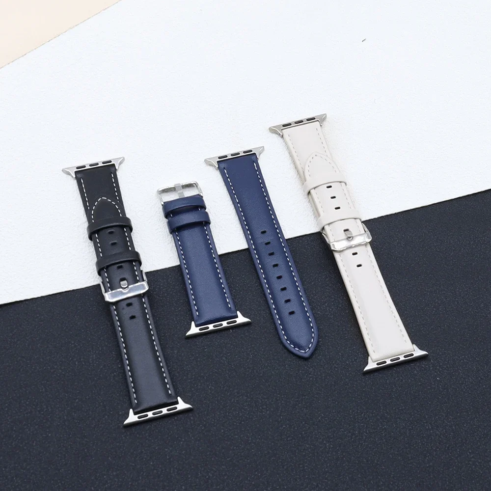 Leather Strap for Apple Watch Ultra Band 49mm 45mm 44mm 42mm 41mm 40mm Skin-friendly Bracelets iwatch SE 10 46mm 9 8 7 6 5 4 3 2