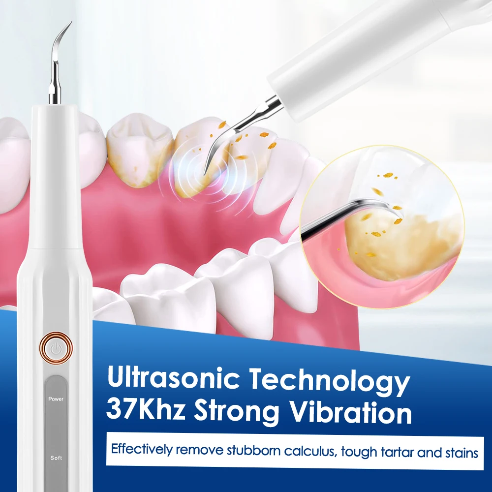 Ultrasonic Dental Calculus Remover Electric Teeth Cleaner Vibration Teeth Plaque Scaler Tartar Removal Oral Care Deep Clean Tool