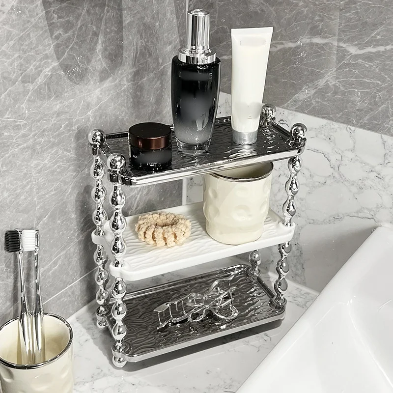 

Bathroom toiletries shelf Bathroom toilet hand washing counter Tabletop countertop Ceramic clutter storage shelf