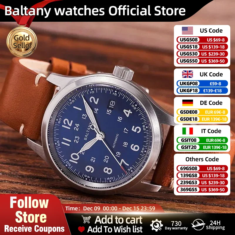 Military Field Watch S2049 NH35 Sapphire Calendar 24H Indicator Luxury Men\'s Automatic Mechanical Homage Waterproof  Watches