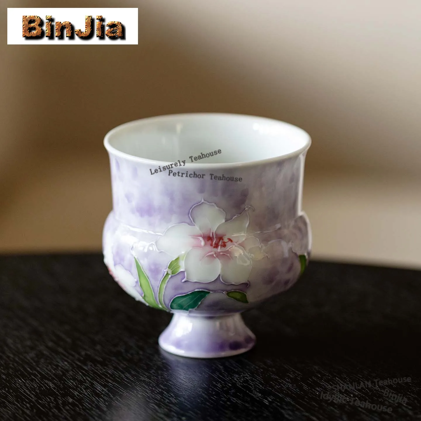 

200ml Hand-painted Lily Arita Porcelain High Foot Teacup Retro Tea Bowl Cup For Tea Tea-tasting Personal Cup Jianzhan Master Cup
