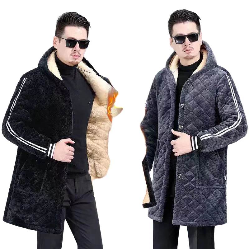 Thiened القطن العمل المئزر الرجال الشتاء ملابس خارجية Fce اصطف الثقيلة دو وزرة المطبخ معطف دافئ الشباب Faion خط طويل #5