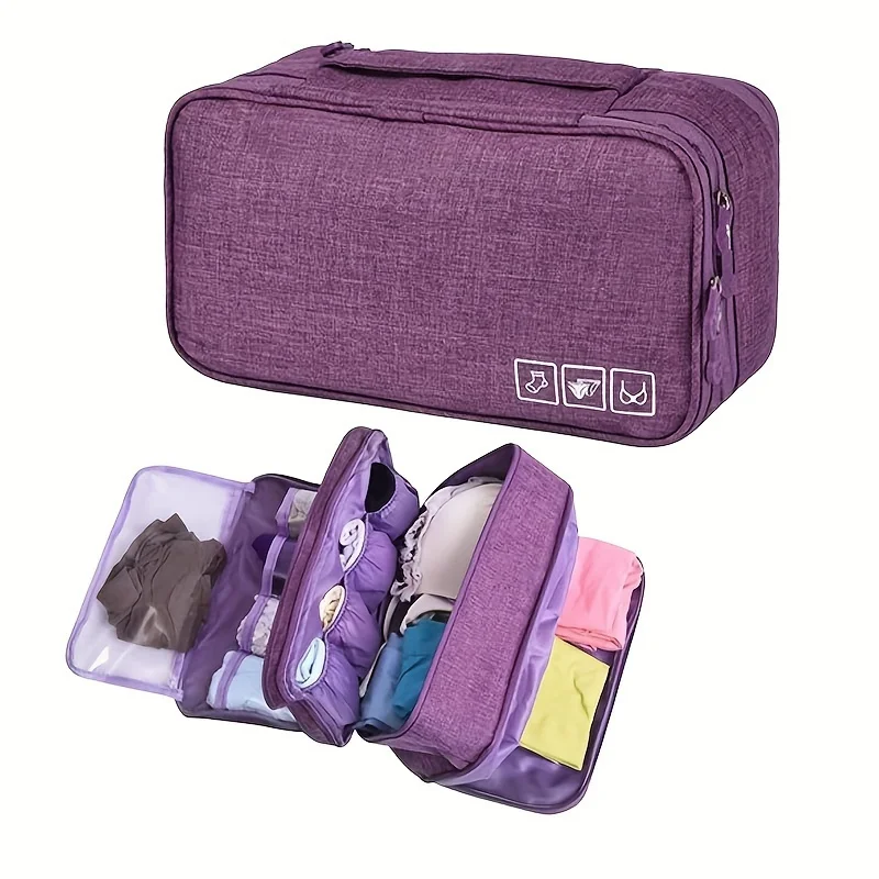 Bolsa organizadora de ropa interior de viaje, bolsa portátil con cremallera para guardar sujetadores y calcetines, diseñada para llevar en las maletas, 1 unidad