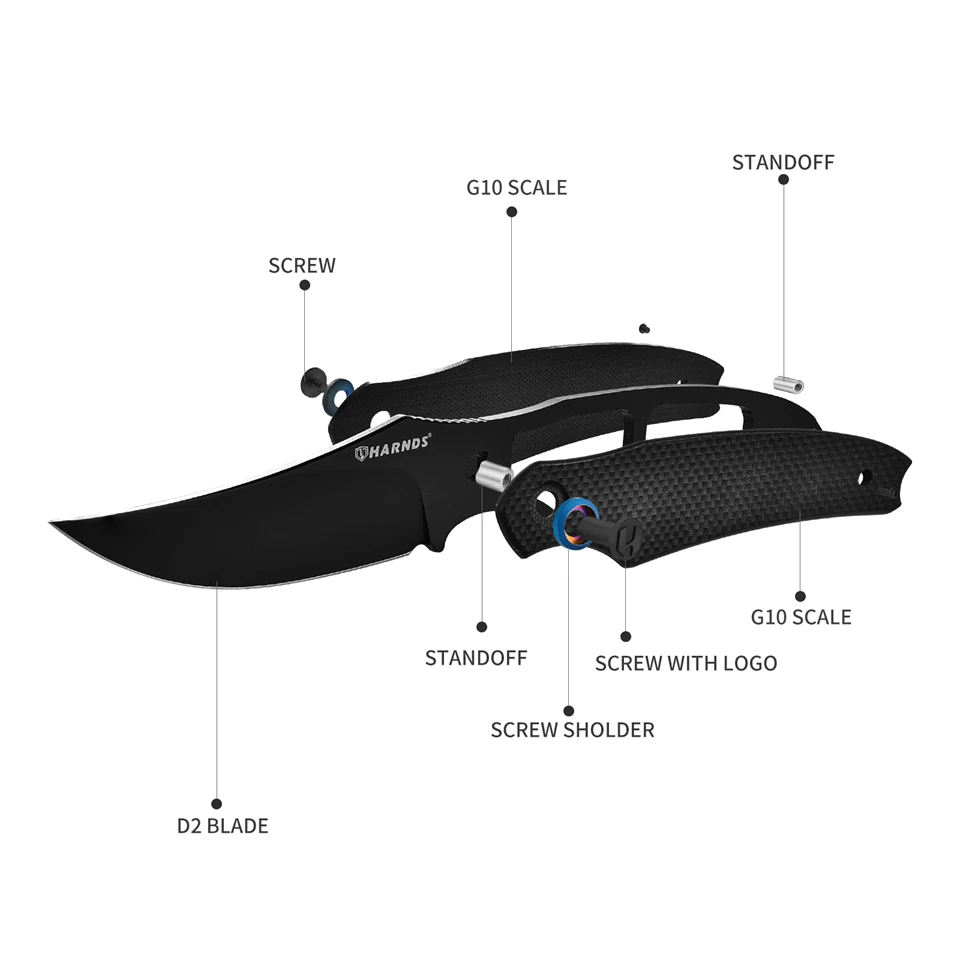 Harnds Shark Full Tang Fixed Blade Knife, Hunting Survival Knife with Sheath, EDC Tool, Outdoor Camping Knives, High Quality