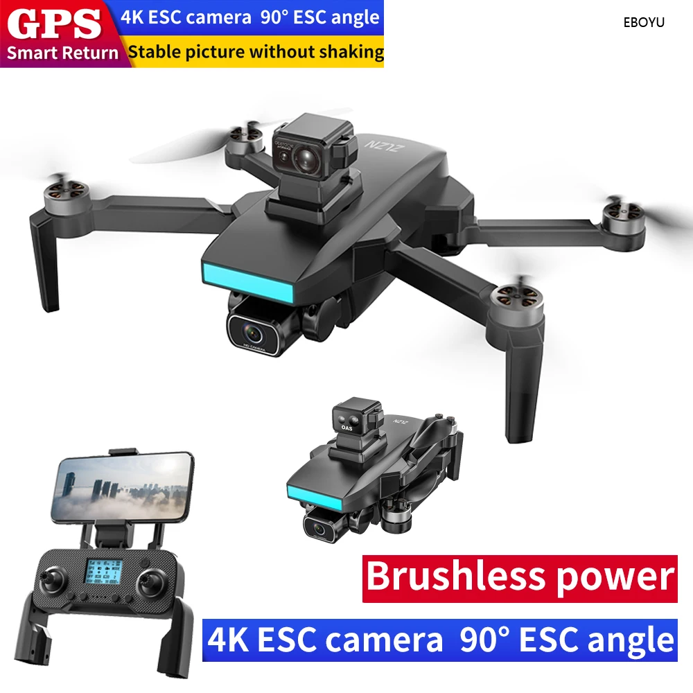 

EBOYU SG107MAX GPS RC Drone 5G WiFi FPV 4K Dual Cams 360 Obstacle Avoidance Brushless Motor GPS Return RC Quadcopter Drone Toys