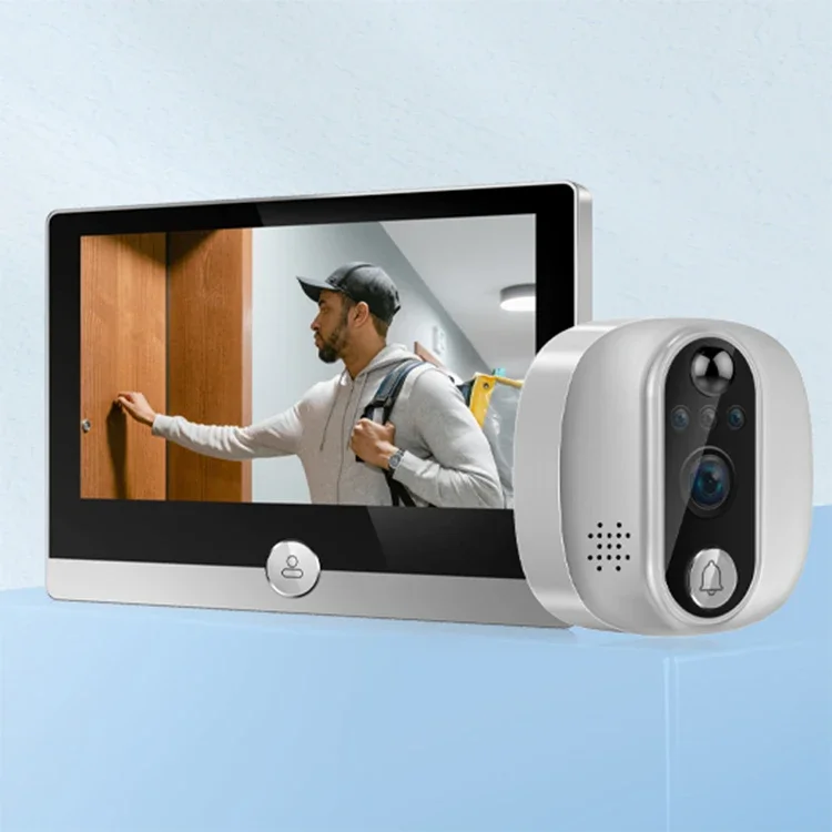 Smart Video Door Phone com Visão Noturna, Câmera Colorida, Bateria Embutida, Peephole Oculto, Função de Intercom, Compatível com Tuya