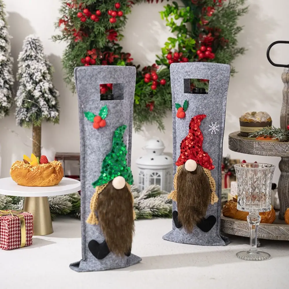 

Портативная рождественская крышка для бутылки вина Рудольфа, изысканная сумка для шампанского и вина, многоразовая милая безликая сумка для бутылки вина для старика