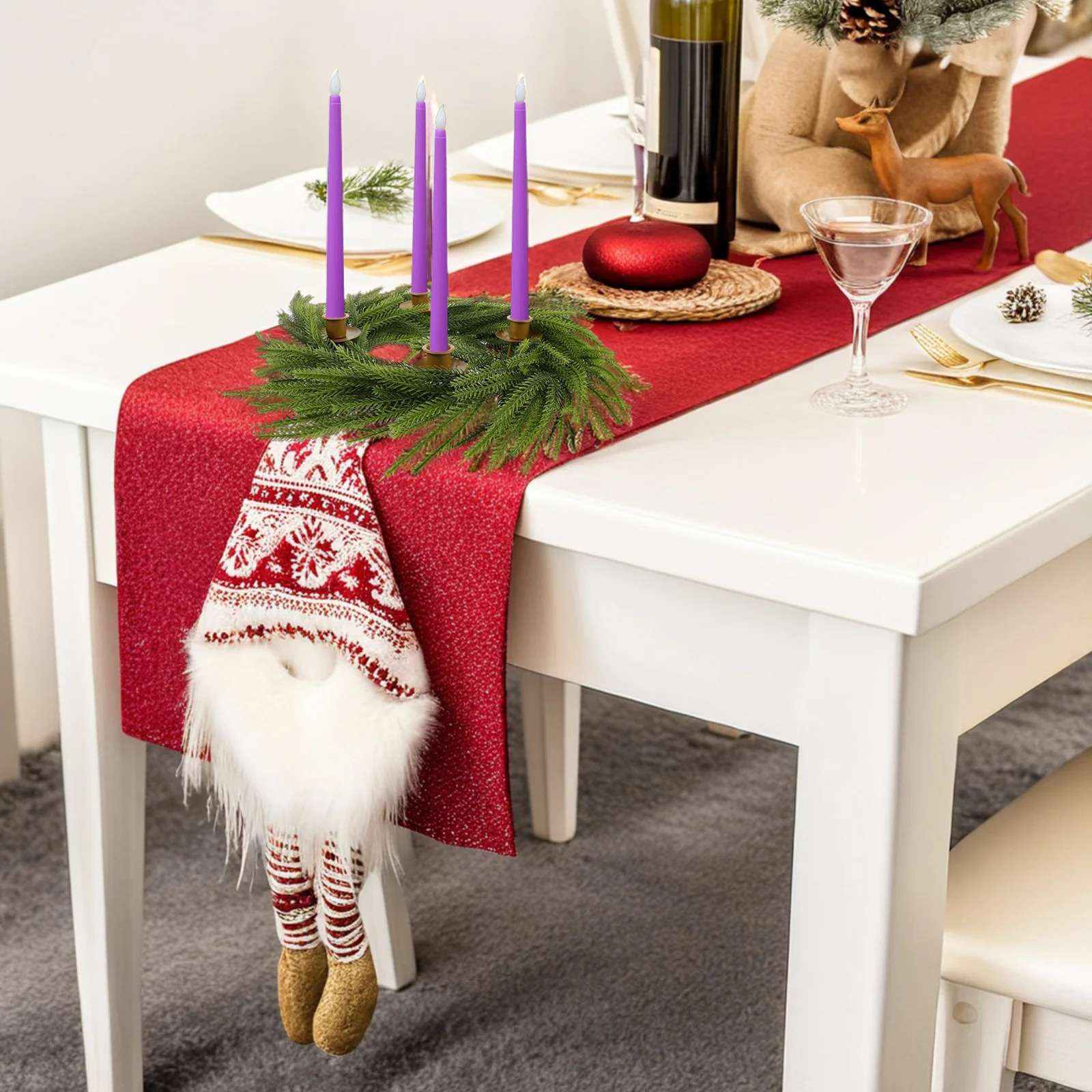 

Christmas Wreath Holder Golden Metal Ring Stand For Pillar Taper Candles Holiday Table Centerpiece Decor Advent