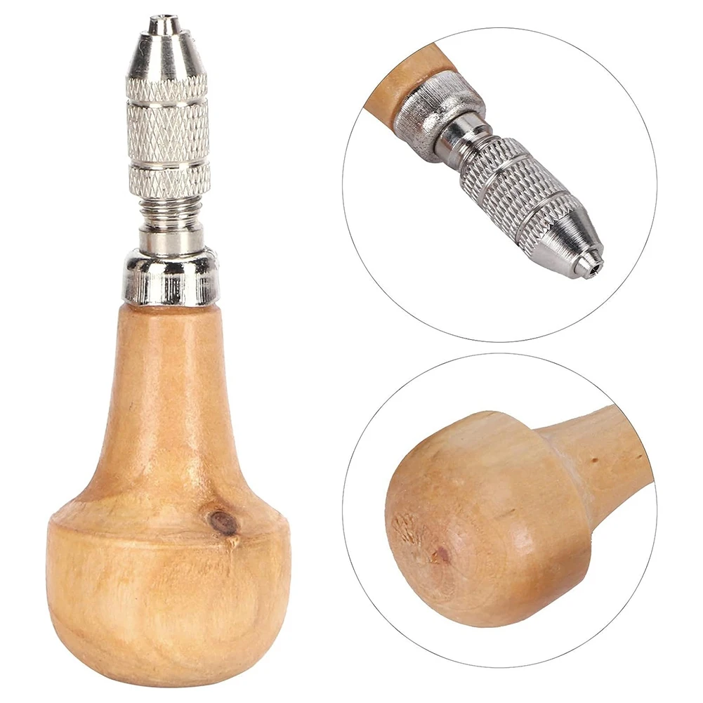 -PQWN 3 Pieces Pin Vise Set With Precision Chuck Wood Stainless Steel Handles For Jewelry Making Engraving Metal Work