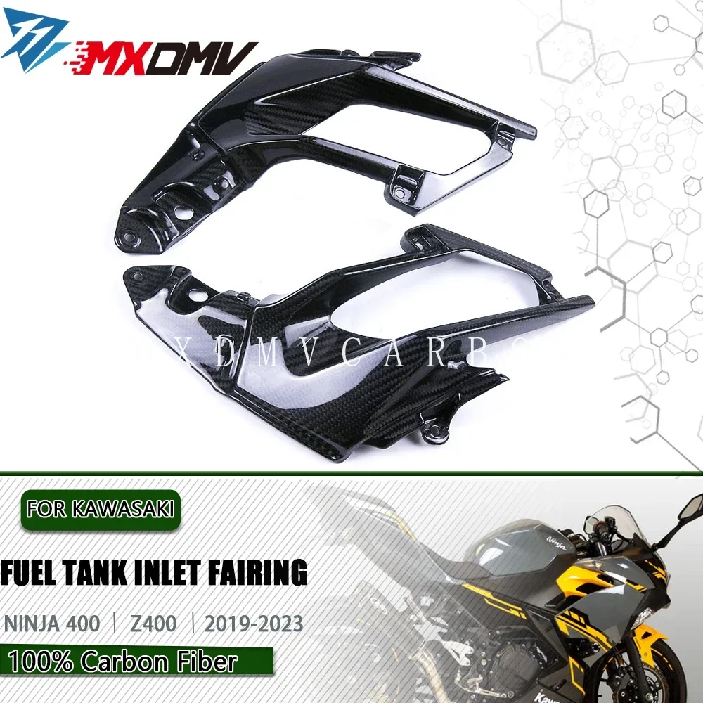 

Аксессуары для мотоциклов для Kawasaki Ninja 400 NINJIA 400 2019-2023, 100% 3K углеродное волокно, бензобак, воздухозаборник, вентиляционный обтекатель
