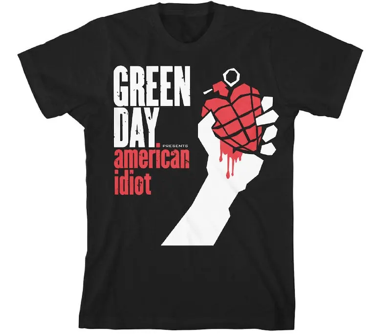 Green Day American Idiot Graphic T-Shirt, Retro Punk Rock Album Inspired Tee, Unisex Short Sleeve Band Merch, Music Fan Casual Top & Concert Outfit Gift