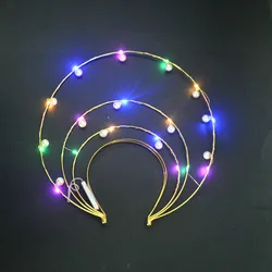 LED Light Up Glowing Women Girls Pearl Angel Bridal Silvery Gold Halo Headband Goddess Crown Photoshoot Hair Band Christmas