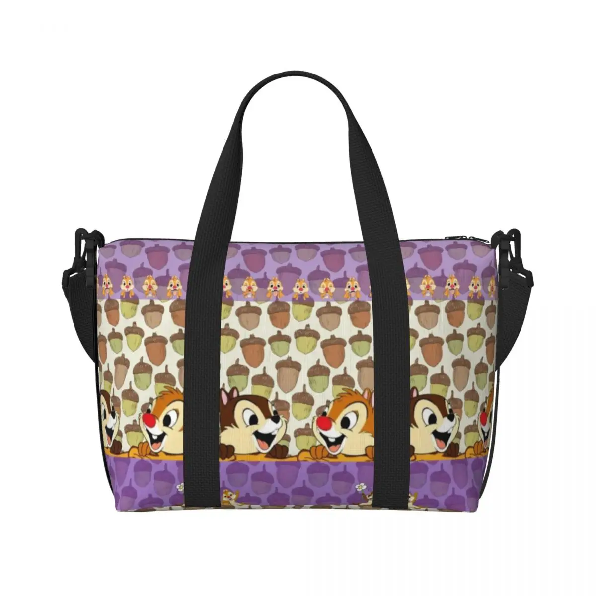 

Custom Funny Cartoon Chip And Dale Beach Tote Bag Women Extra Large Gym Carry On Travel Shopping Bags