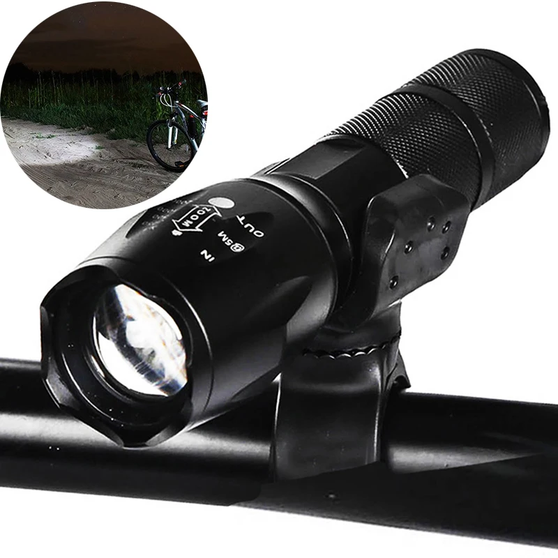 ZK20 Bike Light 8000LM Flashlight 5 Modes LED Flashlight Bike Bicycle Torch Clip Holder by 1*18650 Battery or 3*AAA Battery