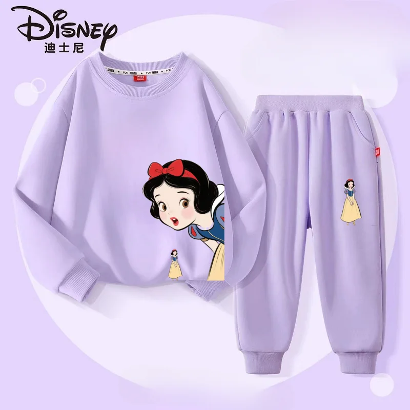 Autumn Baby Girl Clothes Set Children Disney Snow White Printing Sweatshirt Top and Pants Bottom 2 Pieces Suit Cotton Tracksuit