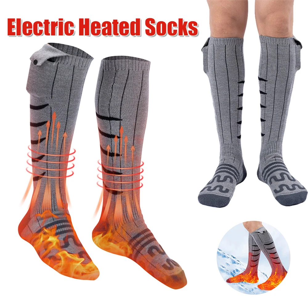 Chaussettes chauffantes électriques chaussettes de ski résistantes au froid chauffage rapide chaussettes thermiques chaudes d'hiver lavables pour le cyclisme Camping patinage