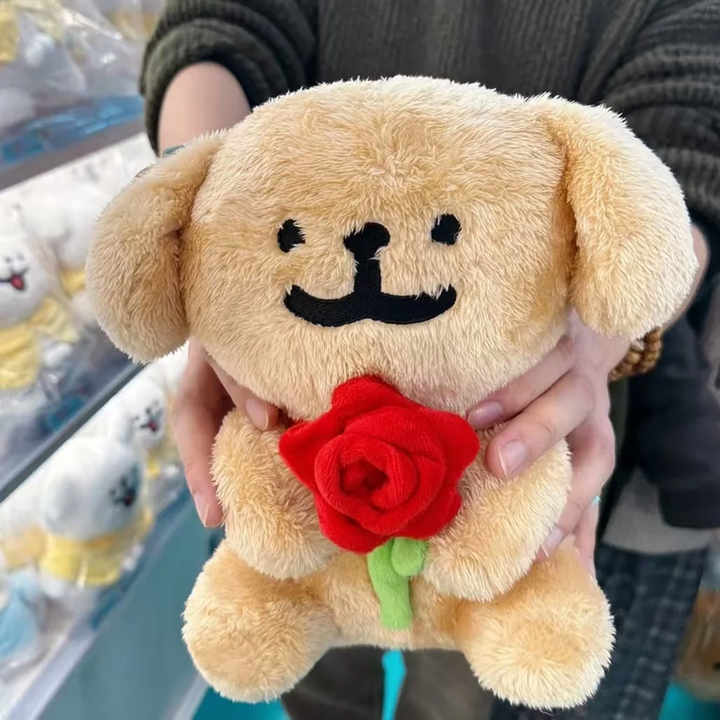 

Аутентичная подарочная линия на День святого Валентина, щенок, роза, плюшевая кукла, милая кукла с золотыми волосами, пара, свадебный подарок, кавайная модель, орнамент, игрушка