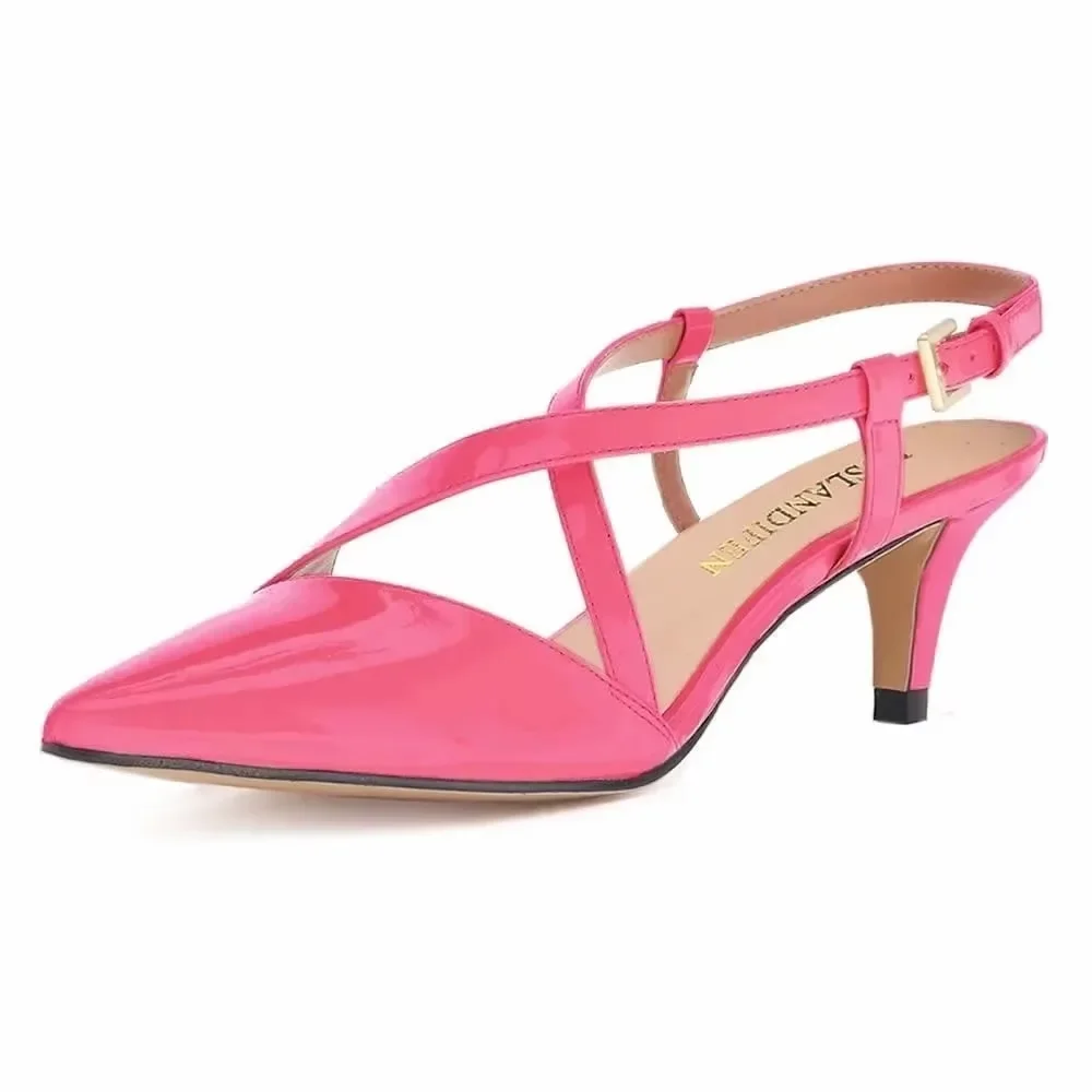 

Women's Sandals 2025 Summer 5cm Pointed Toe Cross Back Strap Buckle Slingback Sexy Pumps High Heels Party Dress Wedding Shoes