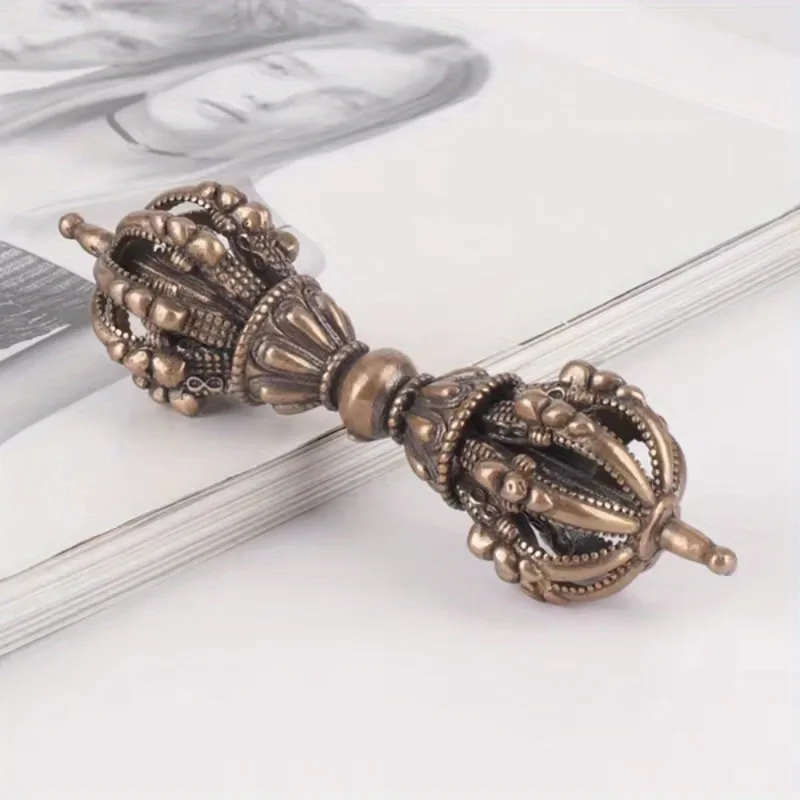 1PC Vintage Copper Feng Shui Ornament Religious Collection Buddha Instrument Home Decorations Antique Brass Desk Decor