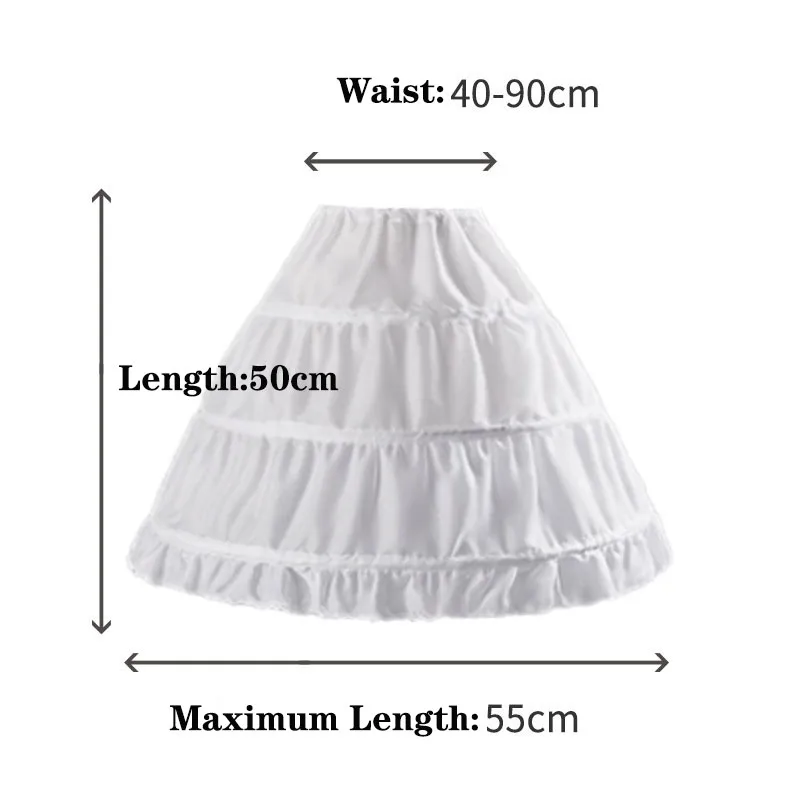 คอสเพลย์เด็ก Petticoat A-Line 3 ห่วง Jupon Enfant เด็ก Crinoline Trim ดอกไม้สาวชุดกระโปรงเอวยางยืด